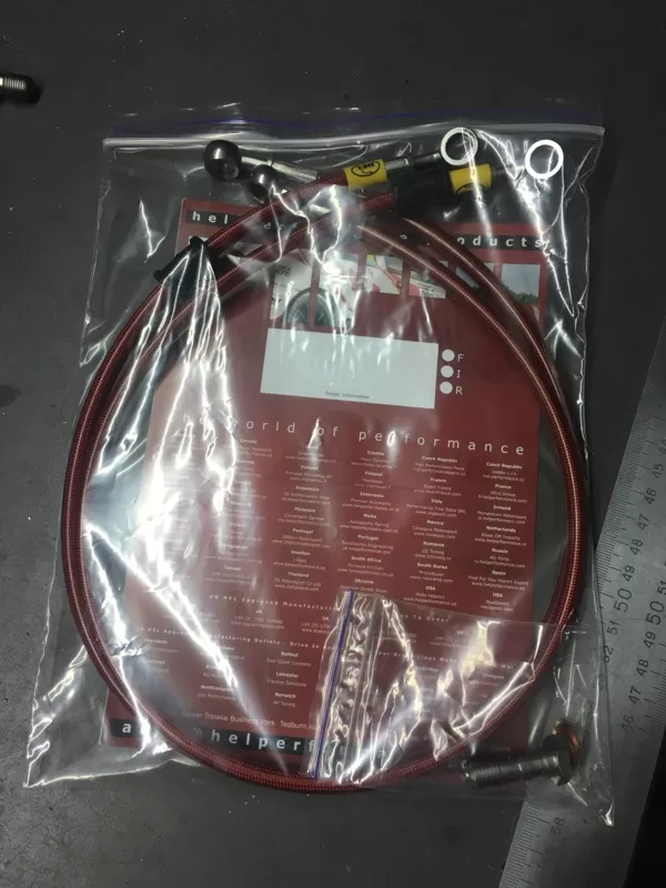 Комплект передних армированных тормозных шлангов Hel на мотоцикл KAWASAKI ZX-9R NINJA 2000